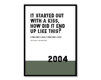 Mr Brightside - The Killers Lyrics Print. Available in a variety of sizes and colours.