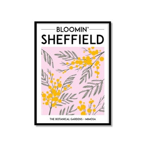 Bloomin 'Sheffield Prints - Blumen des Nordens - kann mit einem anderen Ort personalisiert werden.