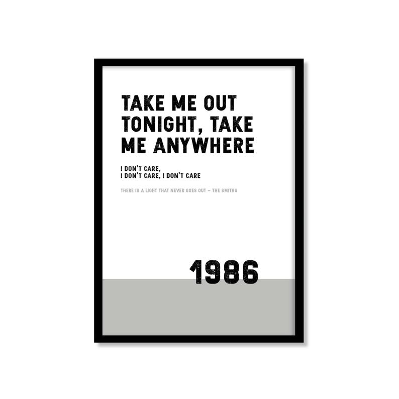 Música tipográfica, impresión de canciones, póster. There's a light