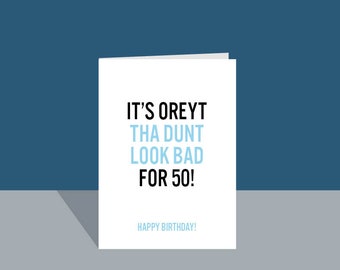 Tarjeta de cumpleaños con refranes de Yorkshire, de 30 a 90 años.