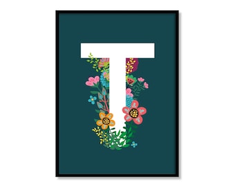 Personalised Floral Initial Letter Prints