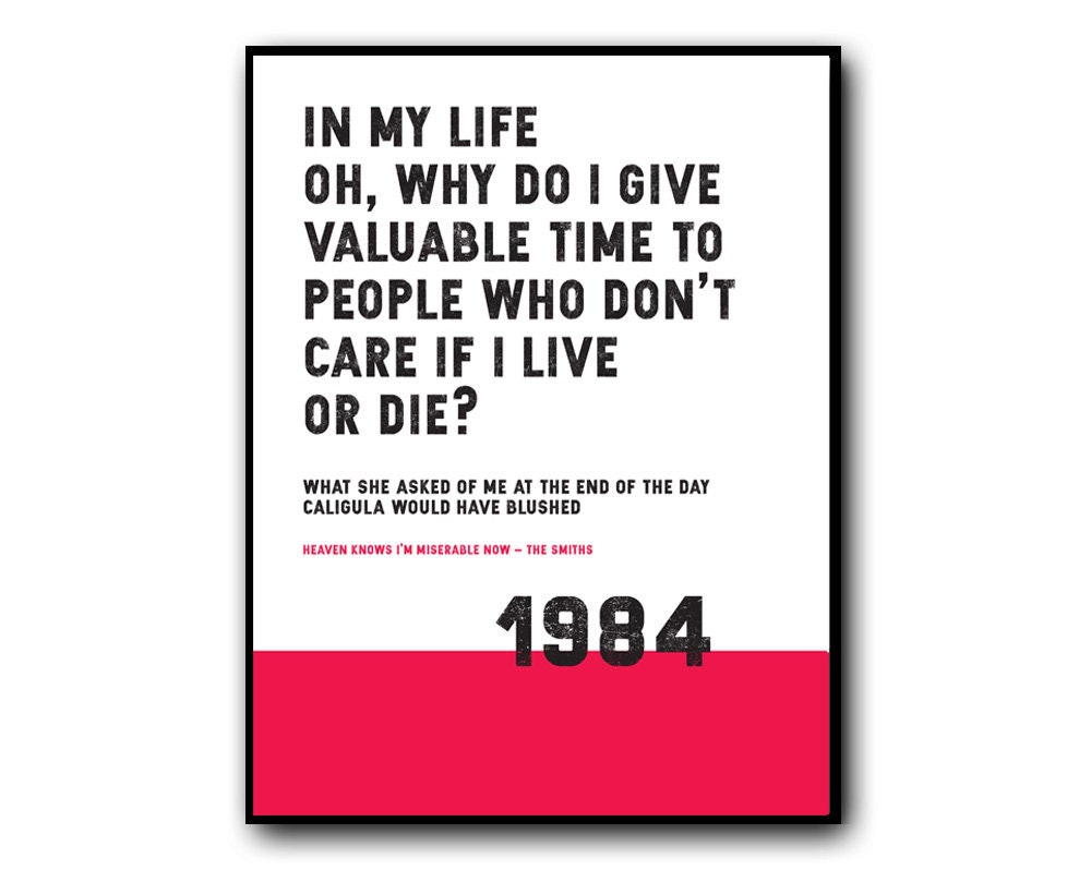 Heaven Knows I M Miserable Now The Smiths Lyrics Print Etsy
