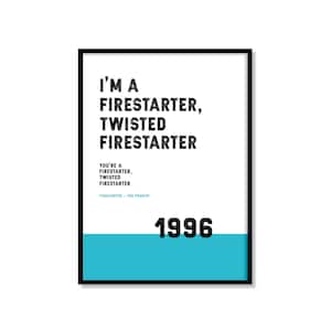Stampa del testo di Firestarter - The Prodigy. Disponibile in diverse misure e colori.