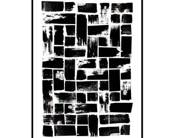 Geometric wall art, abstract painting, modern painting, home decor, office decor, large wall art, black and white art, contemporary art.
