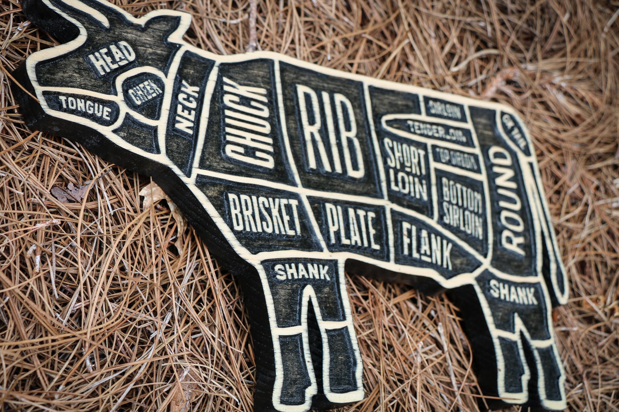 Butcher Chart Cow Beef Wooden Sign BBQ Kitchen & Restaurant Etsy