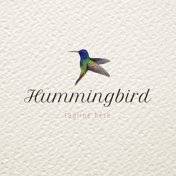 Hummingbird Watercolor Logo,Pre-made Logo,Black&White,Vector Logo,Business Branding,Photography Logo,Emblem Logo,Bird Logo,Logo Design,Label