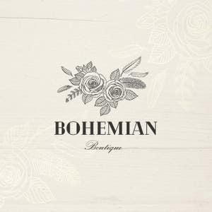 Floral Pre-made Logo,Rose Logo,Flower Logo,Hand Drawn Logo,Bohemian Logo,Ready-Made Logo,Photography Logo,Boutique Logo,Vector Logo