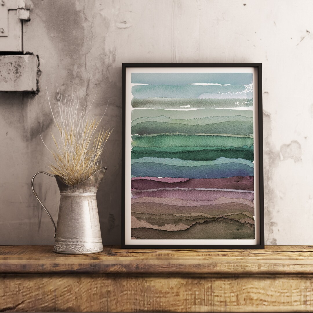 Modern Watercolor Print,wall Art Painting,neutral Stripes,abstract ...