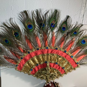 Oshun Abanico/Fan Oshun/Coral/Gold