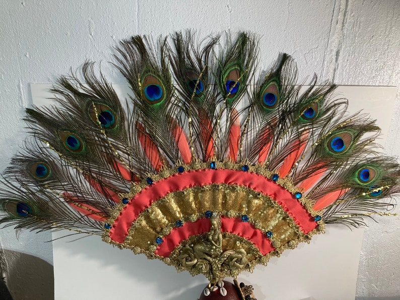 Oshun Abanico/Fan Oshun/Coral/Gold