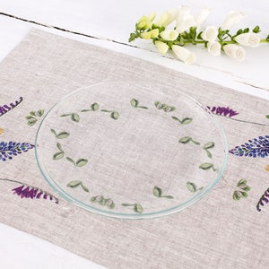 Placemats set 4 or 6, Lupines, 100% linen, linen placemats, white / beige linen, lupines placemats, housewarming gift, easter placemats image 5