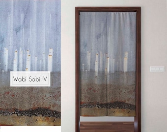 Birches Linen Noren Curtain, Wabi Sabi Doorway Divider