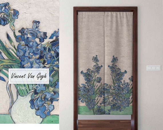 Noren curtain, Vincent van Gogh, linen curtains, door curtain, 100% linen, panel curtain, closet cover, window curtains linen, 60" x 35"