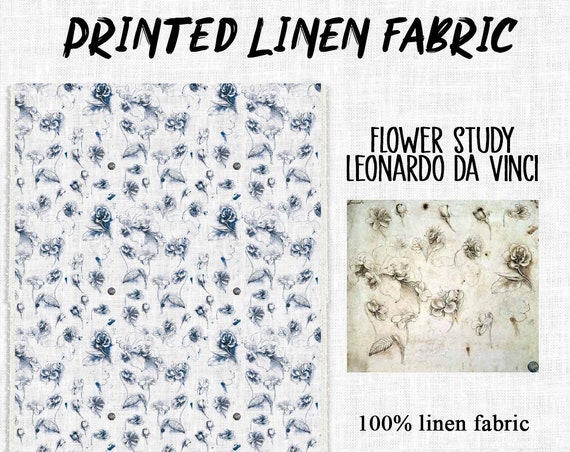 Fabric by yards, 100% linen, Flowers, fabric by meters, cats pattern, wholesale, custom fabric, prints on linen, organic linen, made in EU