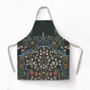 Linen apron, William Morris, Blackthorn, apron patterns, women apron, 100% linen apron, apron wholesale, cross back apron, apron with pocket