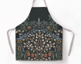 Linen apron, William Morris, Blackthorn, apron patterns, women apron, 100% linen apron, apron wholesale, cross back apron, apron with pocket