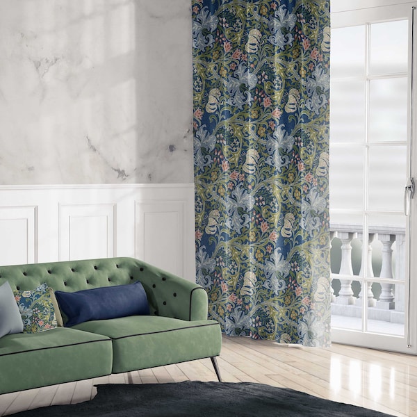 Linen curtain, John Henry Dearle, Sweet Briar, Rod pocket, 140cm / 55" width, curtain panel, linen window panel