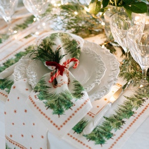 Placemats set, Ethno-Festive Fir, Christmas placemats, Christmas decor, Holiday table linens, 100% linen, linen placemats