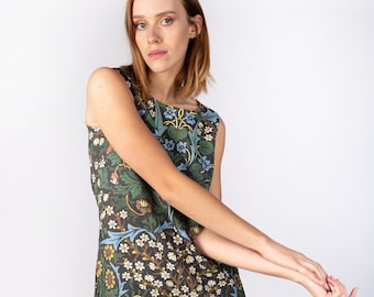 Linen Women Dress, William Morris, Blackthorn, Summer Dress With Pockets, 100% Linen, Linen Tunic, Sleeveless Dress - Etsy Linen Women Dress, William Morris, Blackthorn, Summer Dress With Pockets, 100% Linen, Linen Tunic, Sleeveless Dress - Etsy