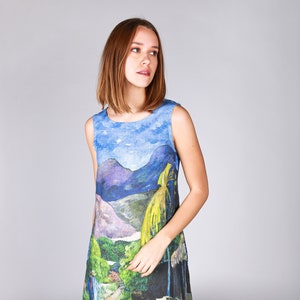 Linen dress, Road in Tahiti, Gauguin, boho dress, sleeveless dress, dress for women, tunic dress, festival dress, linen tunic