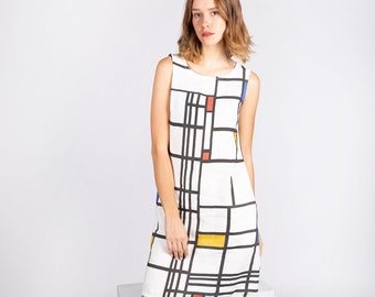 Linen dress, Piet Mondrian, casual dress, summer dress, art dress