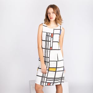 Linen dress, Piet Mondrian, casual dress, summer dress, art dress