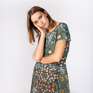 Linen dress, William Morris, Blackthorn, dress short sleeves, summer dress, linen women dress, vintage dress, 100% linen