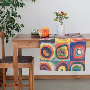 Table runner, Wassily Kandinsky, Color Study: Squares with Concentric Circles, Abstract art, linen table runner, Kandinsky art print