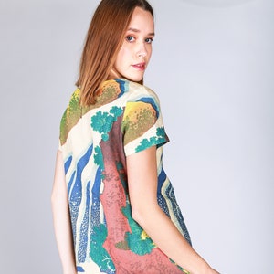 Robe, robe en lin, Hokusai, chutes Yoshitsine, Japon, robe de bal, robe de bal, robe vintage, robe d&#39;été, robe japon, robe wabi sabi