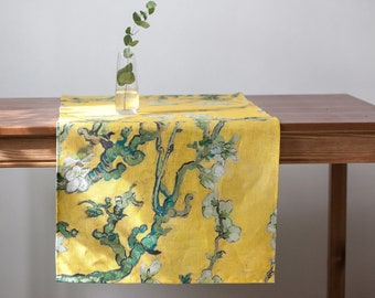 Table runner, Vincent van Gogh, Almond Blossom, housewarming gift, linen table runner, 100% linen fabric, custom length