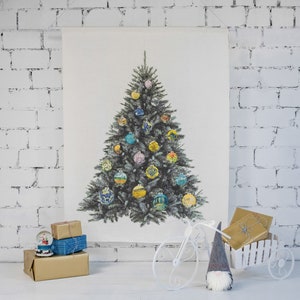 Tapestry, Van Gogh, tree decor, wall tapestry, fir tapestry, 100% linen fabric, Christmas decor, holiday decor, Christmas tree, wall art