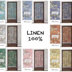 Cortina Noren, Flor de Almendro, Noren Japonés, cortina de puerta, 100% lino, cortina de panel, cubierta de armario, cortinas de ventana de lino