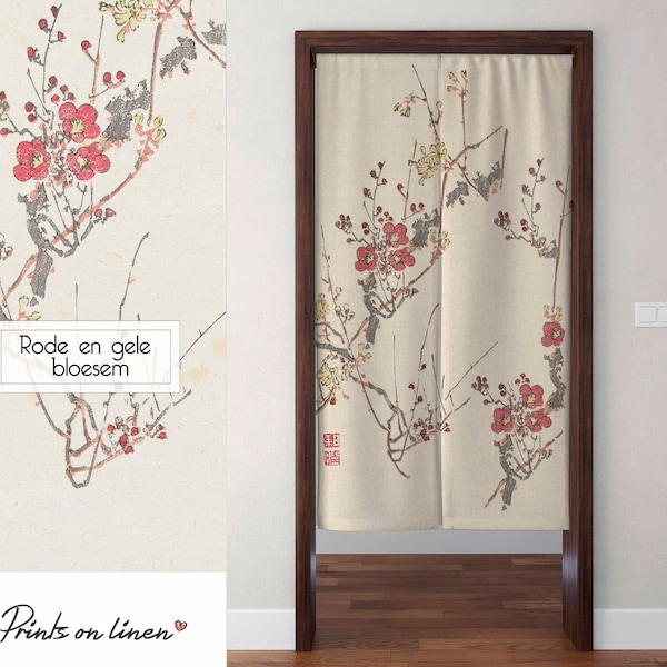Noren curtain, Japanese Noren, Bloesem, wall tapestry, door curtain, 100% linen, panel curtain, closet cover, window curtains