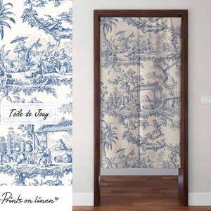Noren, Toile de Jouy, cortinas para puertas, cortinas de lino, cortinas Noren, 100% lino, cortinas a medida