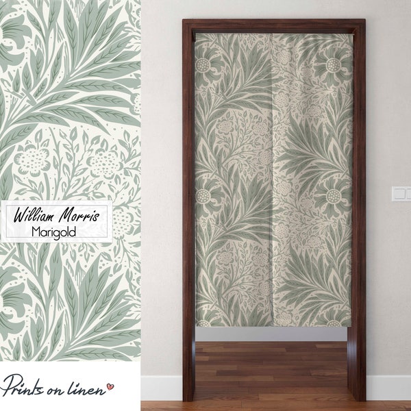 William Morris Linen Noren Curtain, Marigold Floral Panel