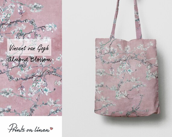 Tote bag, Almond Blossom, Vincent van Gogh, tote bag, linen bag, art print bag, artist bag, 100% linen, fabric tote bag