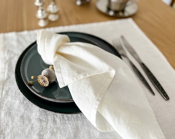 White linen napkins, plain linen napkins, white napkins, wedding napkins, beige linen napkins, beige napkins, 100% linen