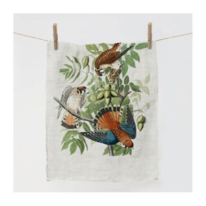 Linen towel, American Sparrow (1827), John James Audubon kitchen towel, dish towel, linen kitchen towel, custom towel, 100% linen