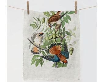 Linen towel, American Sparrow (1827), John James Audubon kitchen towel, dish towel, linen kitchen towel, custom towel, 100% linen