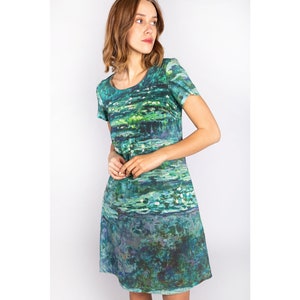 Linen dress, Claude Monet, Water Lilies,  Linen women dress, Claude Monet dress, linen summer dress, 100% linen