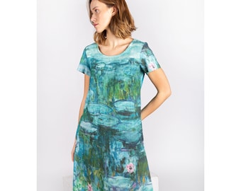 Claude Monet, Seerosen, Leinenkleid, Leinentunika, Plus Größe Kleid, Leinenkleid Schnittmuster, Leinenkleid Frauen, Leinenkleid Strand