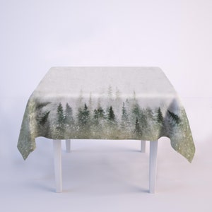 Christmas tablecloth, Magical Christmas Landscape, linen tablecloth, vintage Christmas, gift idea, rectangle tablecloth,, holiday table top