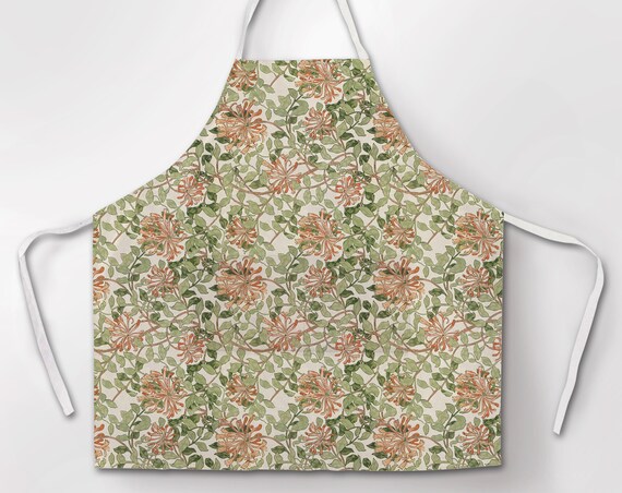 Linen apron, William Morris, Honeysuckle, apron patterns, women apron, 100% linen, apron wholesale, cross back apron, apron with pocket