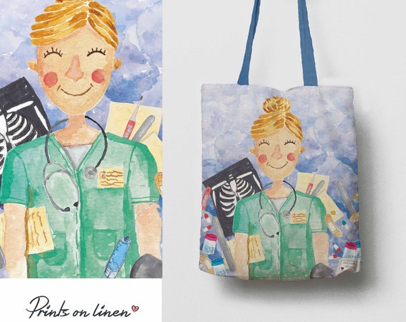 Gift for doctor, tote bag canvas, medical student gift, graduation gift, personalized gift, gift for men, doctor graduation, 100% linen