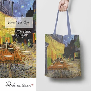 Van Gogh, Tote bag, Café Terrace at Night, Tote bag, 100% linen, Made in Lithuania, Hand Made Tote, Shopping bag, Perosnalized gift