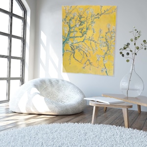 Van Gogh, Almendro en flor, tapiz de pared, impresión de arte de pared, tapiz de pared, 100 % lino, decoración de pared, decoración de pared amarilla, hecho a mano en Lituania