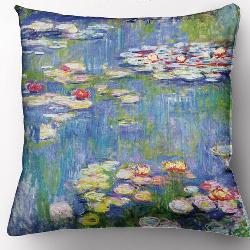 Claude Warer Lilies Cushion Cover Linen Pillow Etsy
