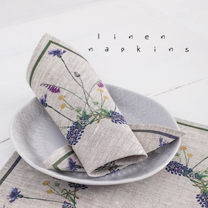 Napkins, lupines print, linen napkins, custom napkins, custom size, wholesale prices, wedding napkins, cocktail napkins, Bridal shower gift