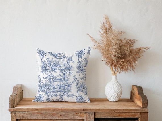 Cushion cover, Toile de Jouy, 100% linen, Throw Pillow, Linen pillow, Wholesale pillow, 18x18 pillow