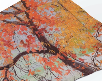 Linen Placemats, Autumn leaves (1912) by Edward Okuń, Vintage Table Decor, 100% Linen, Handmade in Lithuania